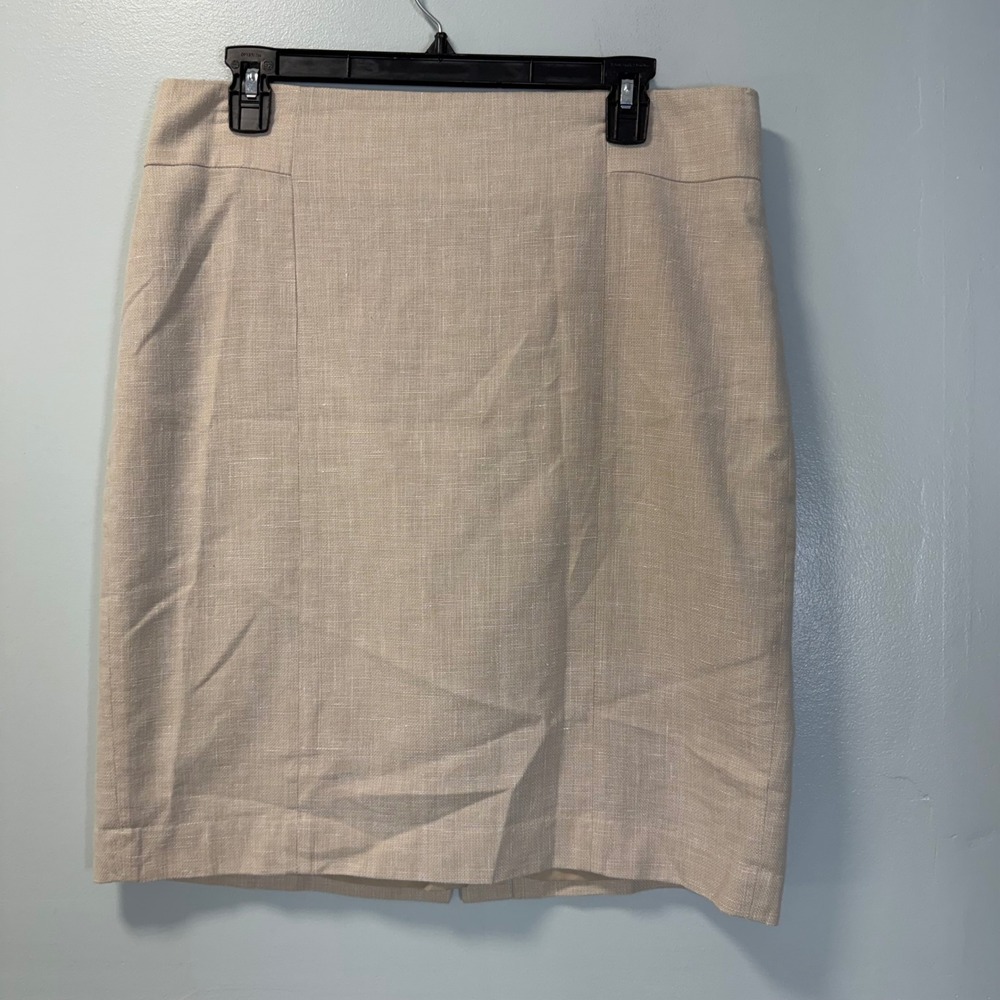 Ann Taylor Petite Beige Linen Blend Pencil Skirt Sizeโ 12P